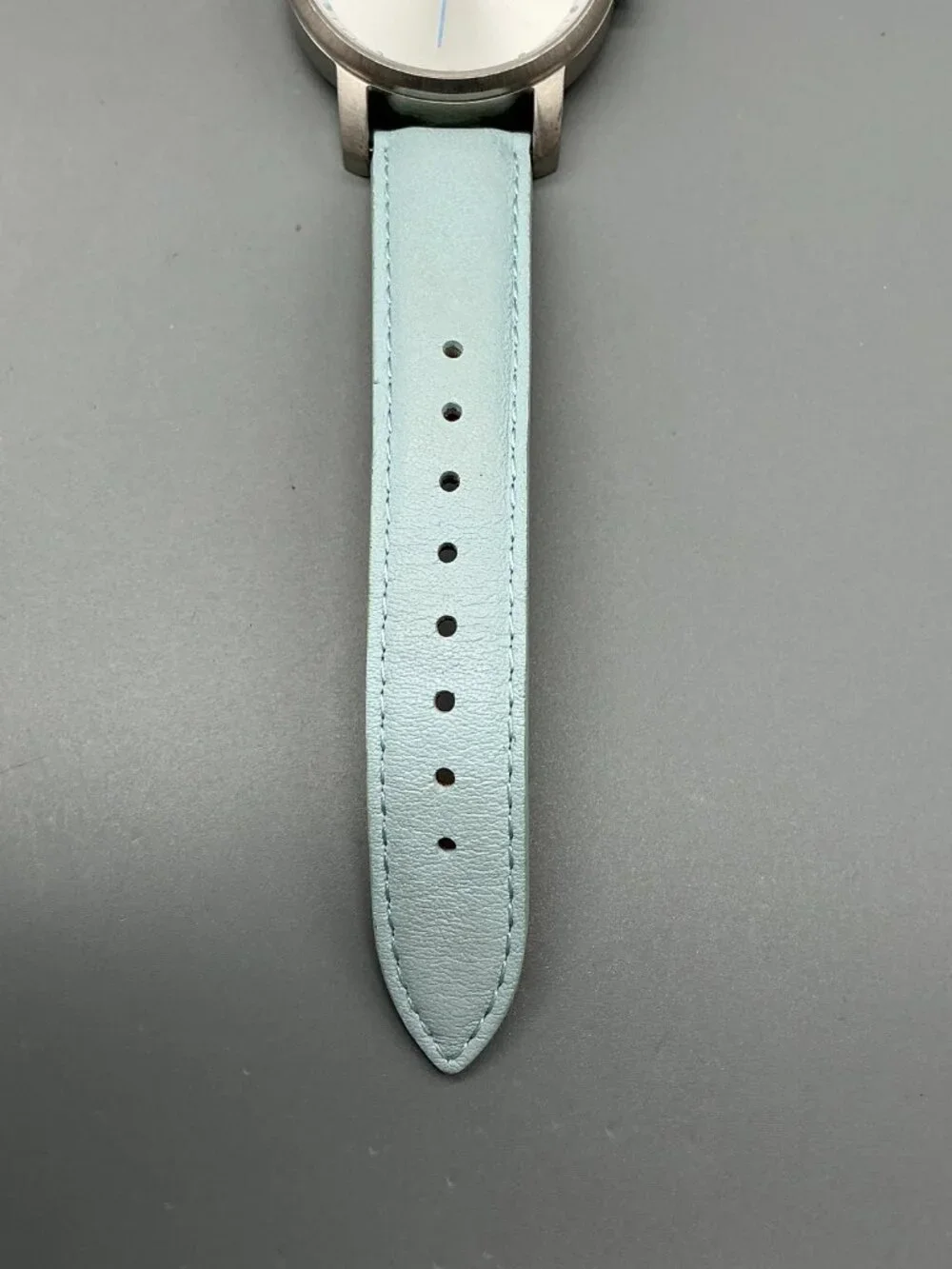 MVMT Skyline Womens Watch 38mm Silver Tone Blue Leather Band New Battery